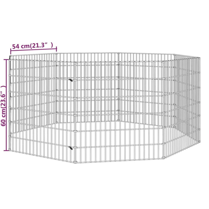 8-panel Rabbit Cage 54x60 Cm Galvanised Iron Oiopia