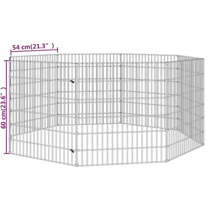 8 - panel Rabbit Cage 54x60 Cm Galvanised Iron Oiopia