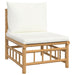 8 Piece Garden Lounge Set with Cream White Cushions Bamboo