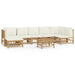 8 Piece Garden Lounge Set with Cream White Cushions Bamboo