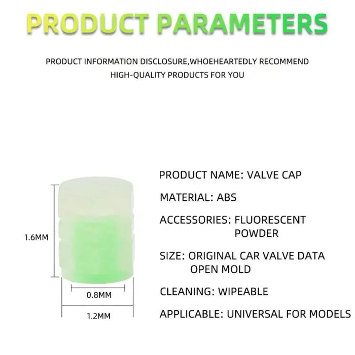 8 Piece Glowing Valve Stem Caps For Bikes And Cars