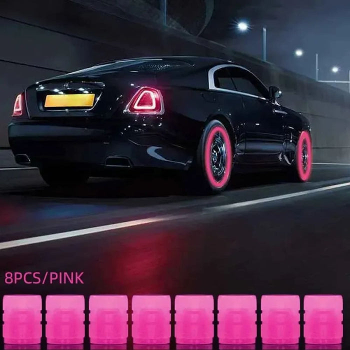 8 Piece Glowing Valve Stem Caps For Bikes And Cars