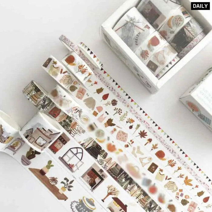 8 Piece Green Plant Washi Tape Set for Diy Scrapbooking