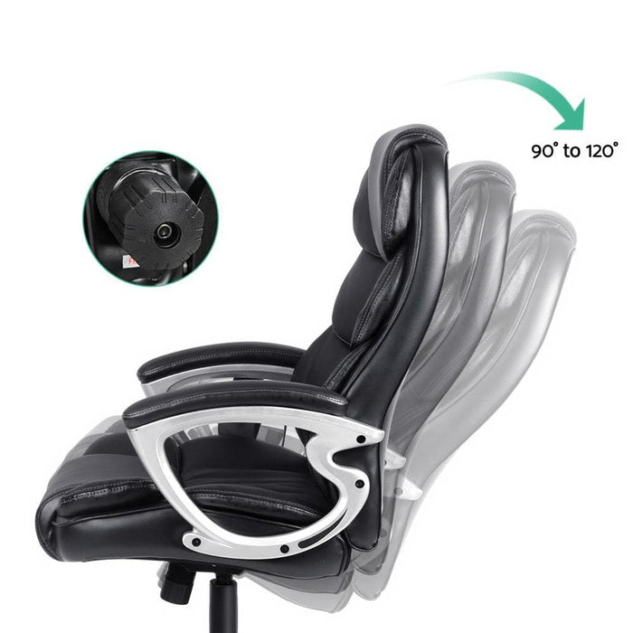 8 Point Pu Leather Reclining Massage Chair - Black