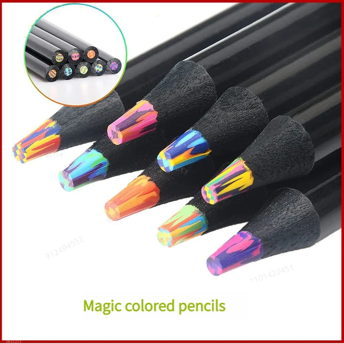 8 Rainbow Pencils Wooden Coloured Set