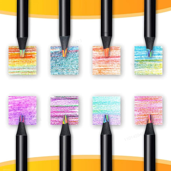 8 Rainbow Pencils Wooden Coloured Set