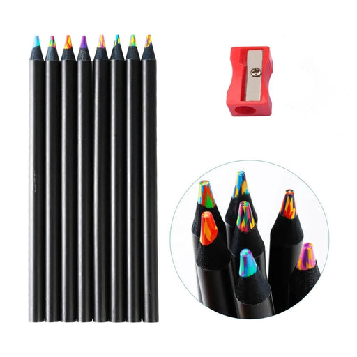 8 Rainbow Pencils Wooden Coloured Set