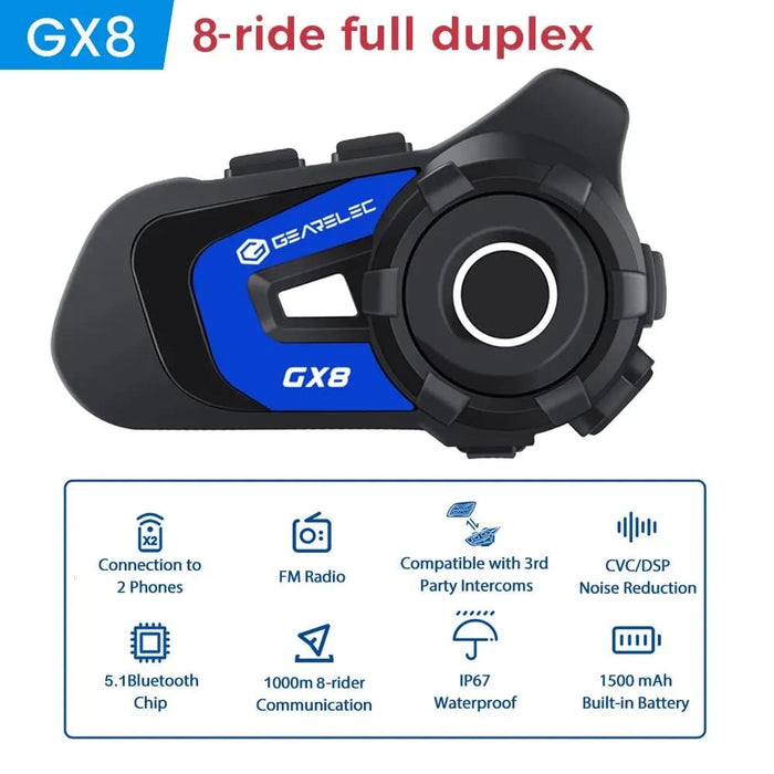 8 Rider Tooth Intercom For Motorcycle Helmets