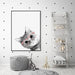 80cmx120cm Cat with Glasses Black Frame Canvas Wall Art
