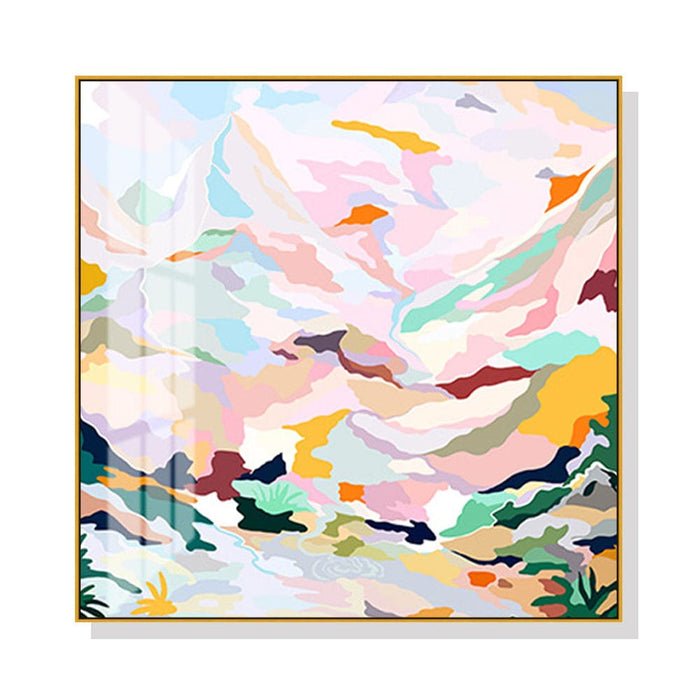 80cmx80cm Abstract Pink Mountain Hand Painted Style Gold