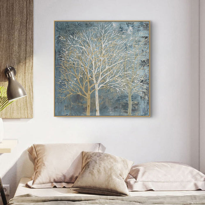 80cmx80cm Forest in the Twilight Trees Gold Frame Canvas