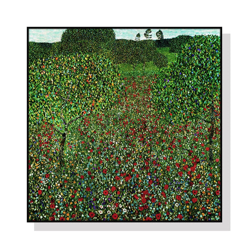 80cmx80cm Italian Garden by Gustav Klimt Black Frame Canvas
