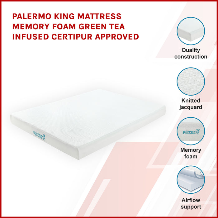 Palermo King Mattress Memory Foam Green Tea Infused Certipur Approved