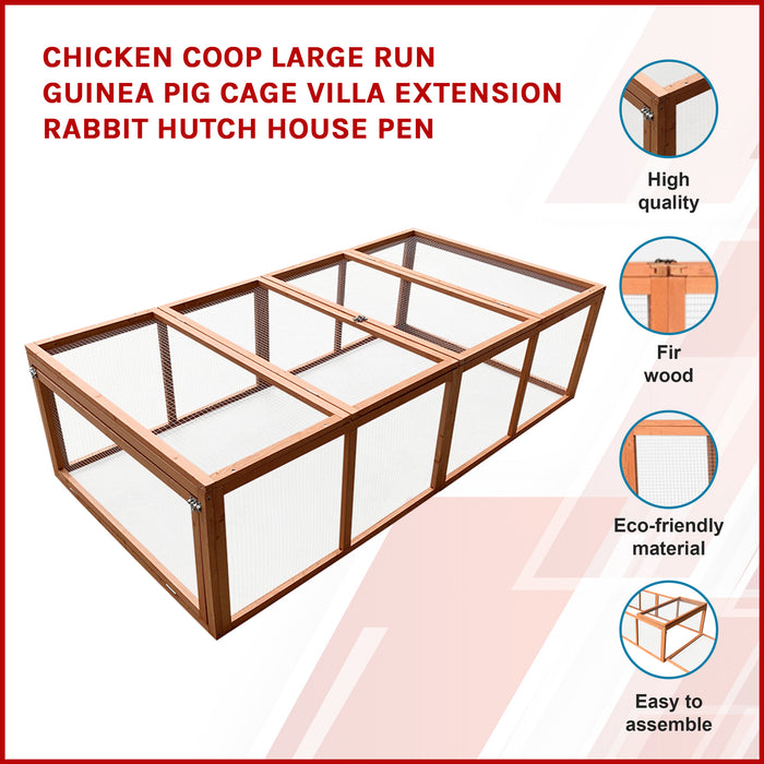 Chicken Coop Large Run Guinea Pig Cage Villa Extension Rabbit Hutch House Pen
