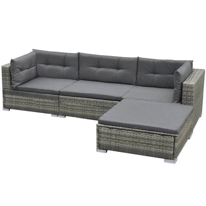 5 Piece Garden Lounge Set With Cushions Poly Rattan Grey Axitp