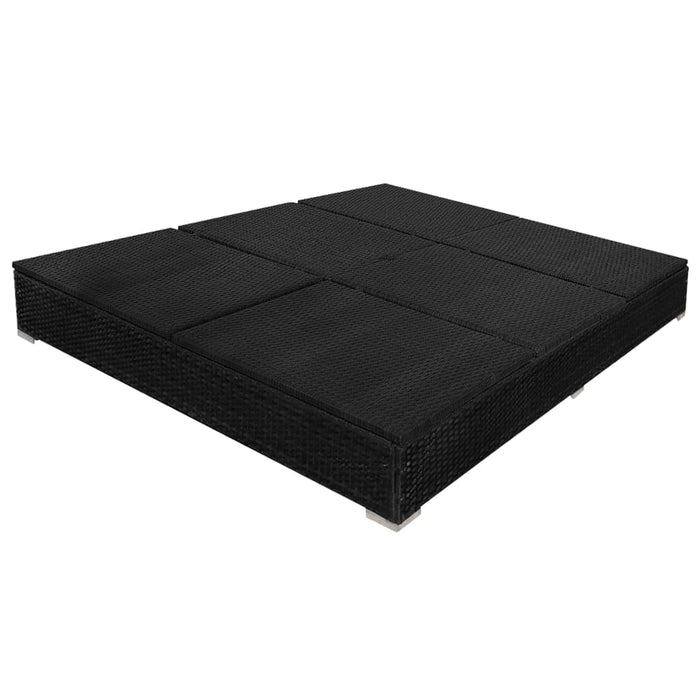 Outdoor Lounge Bed With Umbrella Poly Rattan Black Axkpb