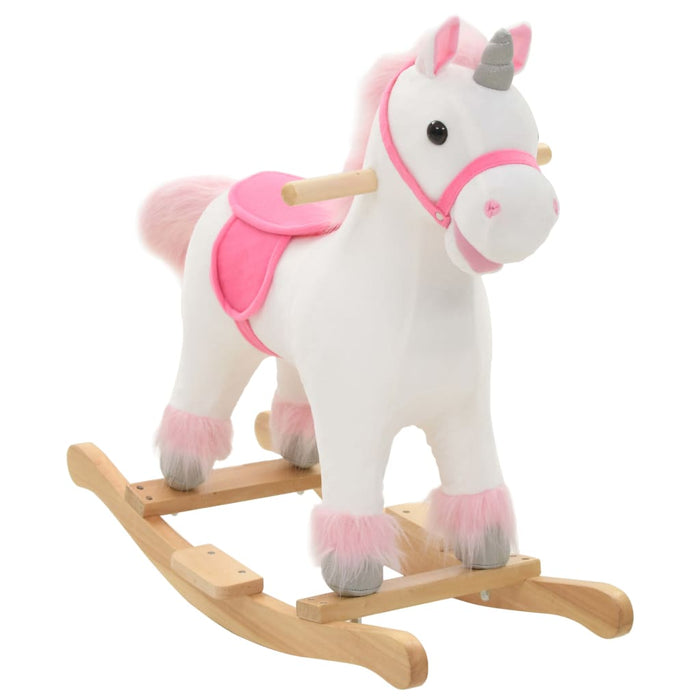 Rocking Animal Unicorn Plush 65X32X58 Cm White And Pink Nbxok
