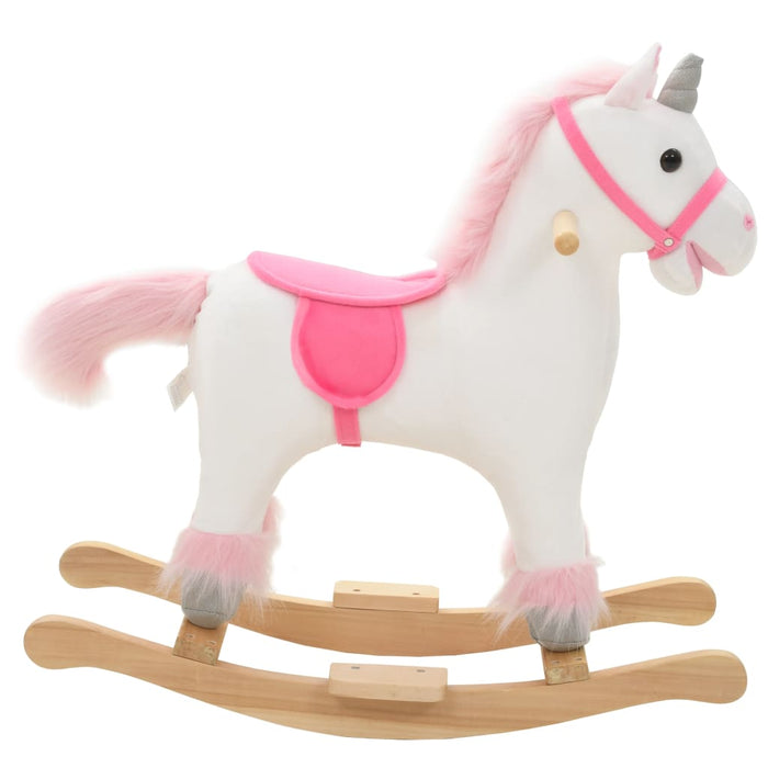 Rocking Animal Unicorn Plush 65X32X58 Cm White And Pink Nbxok
