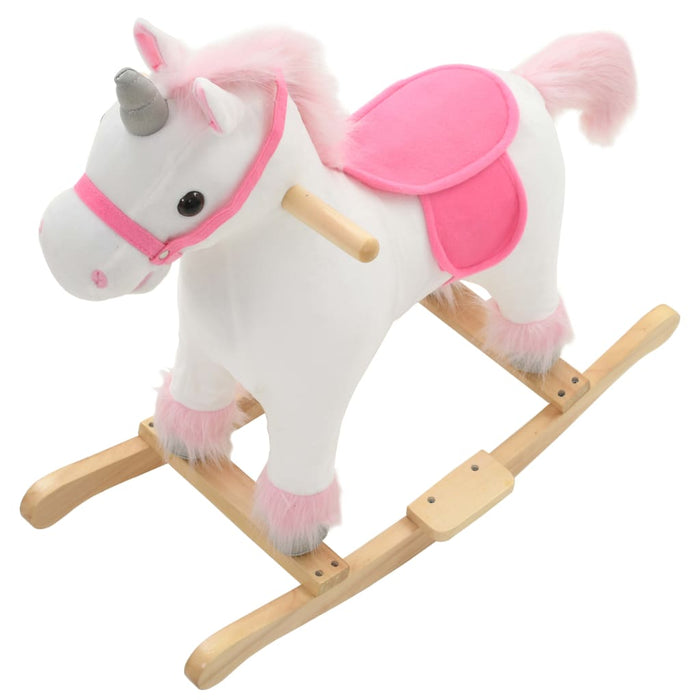 Rocking Animal Unicorn Plush 65X32X58 Cm White And Pink Nbxok