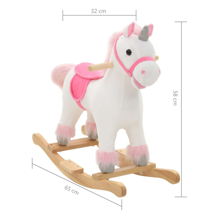 Rocking Animal Unicorn Plush 65X32X58 Cm White And Pink Nbxok