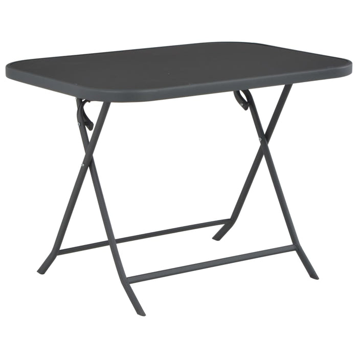 Folding Garden Table Grey 100X75X72 Cm Glass And Steel Aaioo