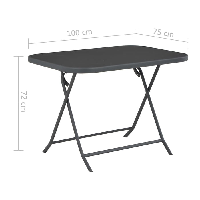 Folding Garden Table Grey 100X75X72 Cm Glass And Steel Aaioo