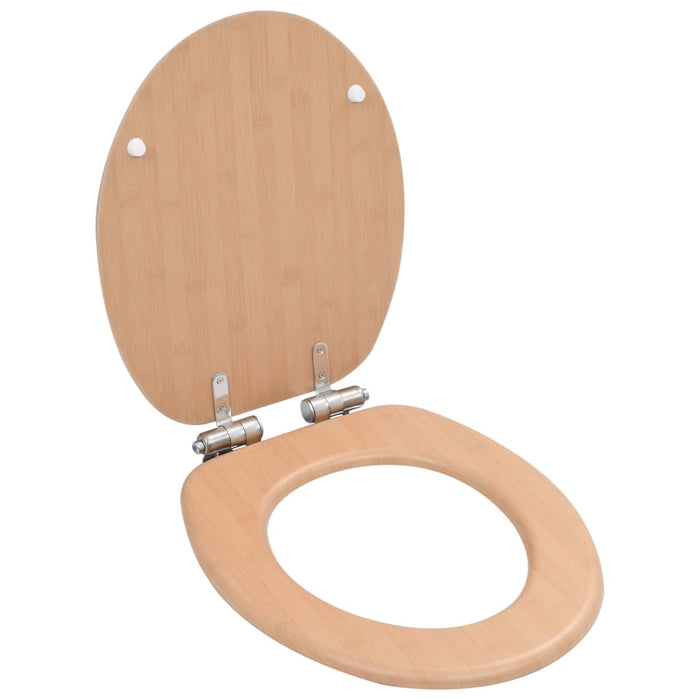 Wc Toilet Seat With Soft Close Lid Mdf Bamboo Design Oatkxl