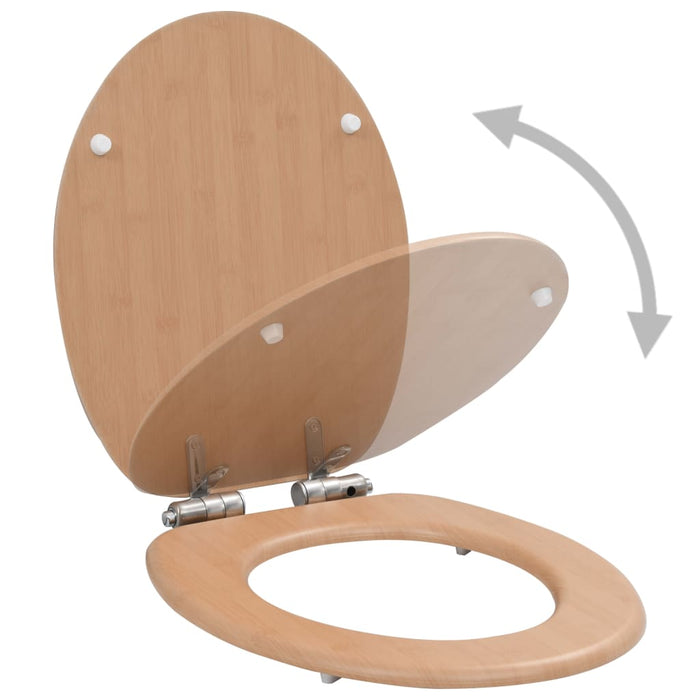 Wc Toilet Seat With Soft Close Lid Mdf Bamboo Design Oatkxl