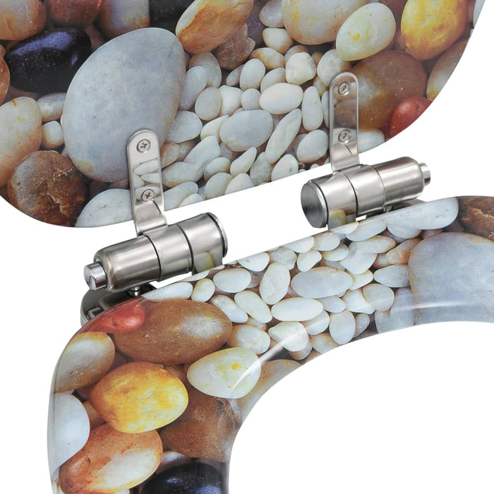 Wc Toilet Seat With Soft Close Lid Mdf Pebbles Design Oatktp