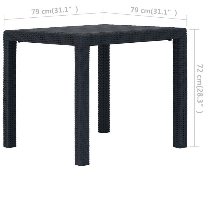 Garden Table Anthracite 79X79X72 Cm Plastic Rattan Look Aplbx