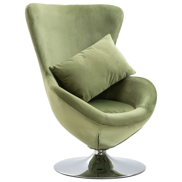 Swivel Egg Chair With Cushion Light Green Velvet Xanpnp