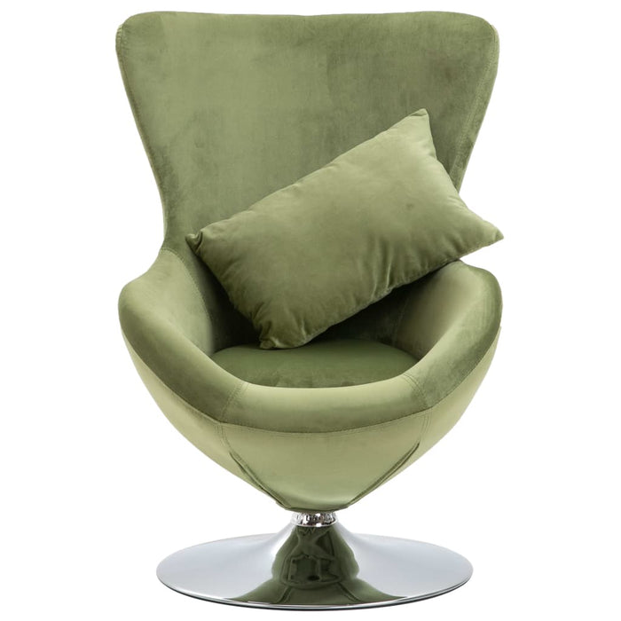 Swivel Egg Chair With Cushion Light Green Velvet Xanpnp