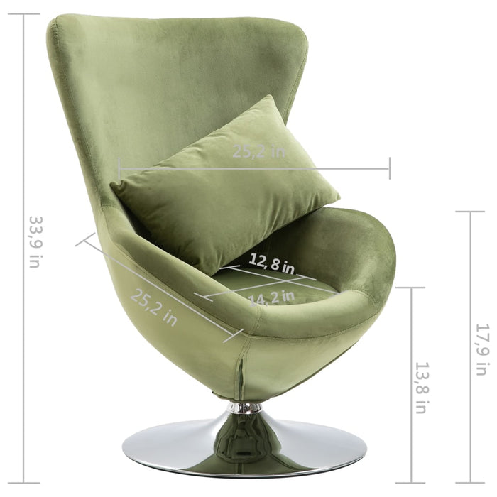 Swivel Egg Chair With Cushion Light Green Velvet Xanpnp