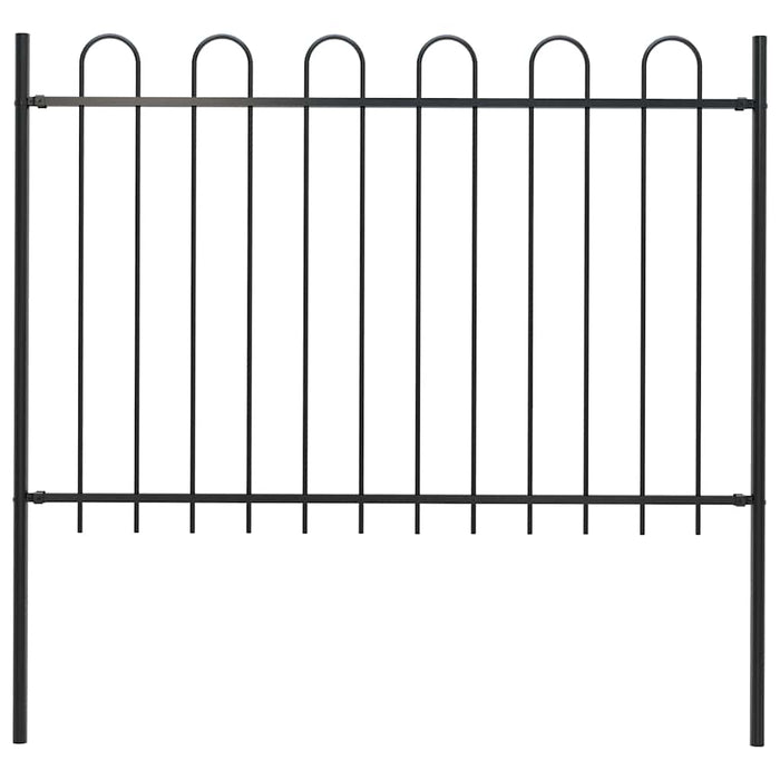 Garden Fence With Hoop Top Steel 181X120 Cm Black Oaakto