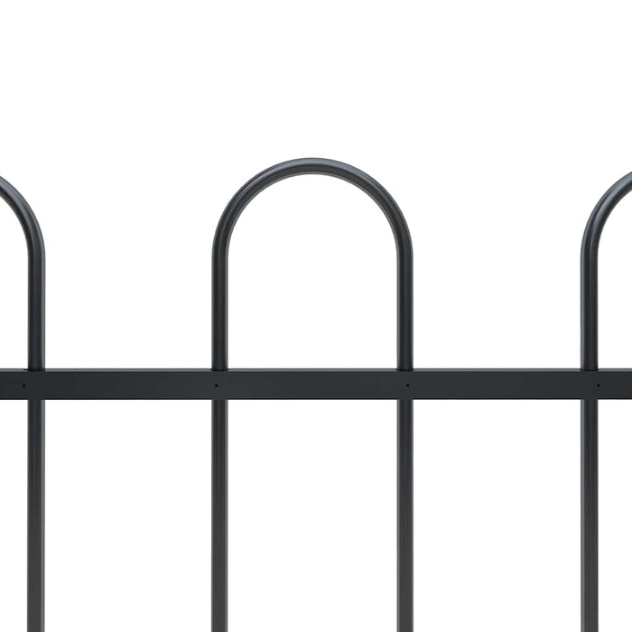 Garden Fence With Hoop Top Steel 181X120 Cm Black Oaakto