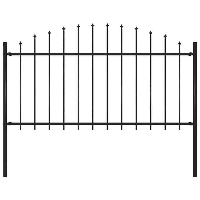 Garden Fence With Spear Top Steel 181X150 Cm Black Oaakat