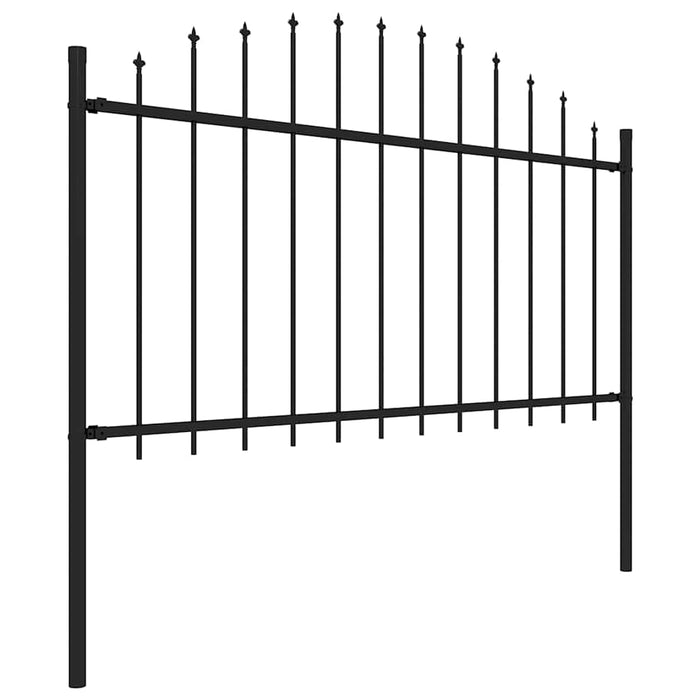 Garden Fence With Spear Top Steel 181X150 Cm Black Oaakat