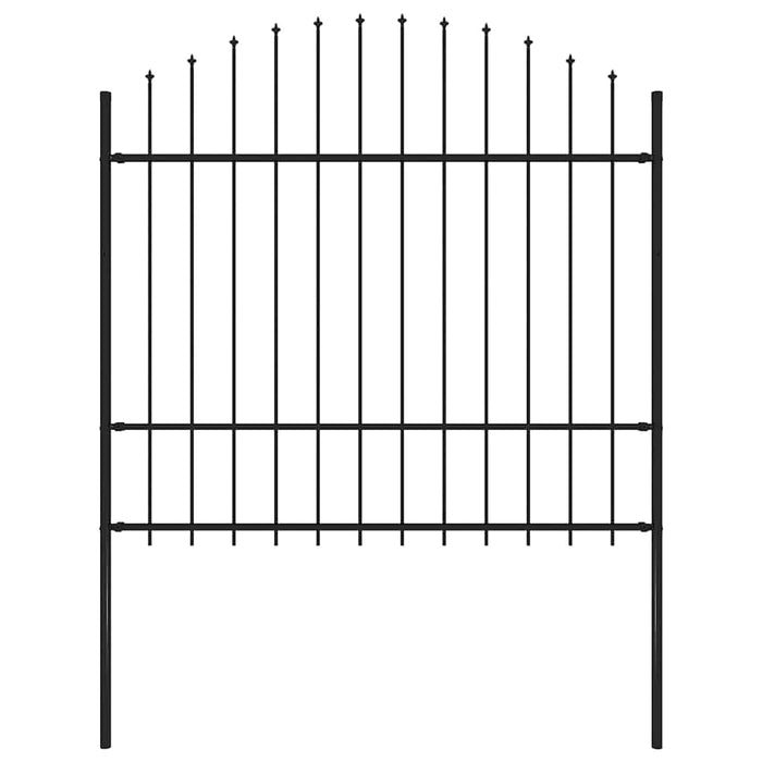 Garden Fence With Spear Top Steel 181X175 Cm Black Oaakaa
