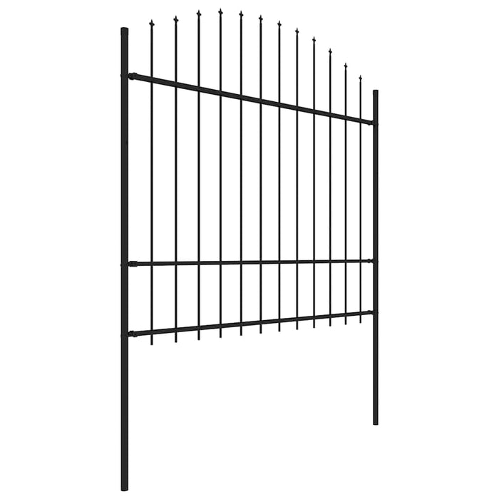 Garden Fence With Spear Top Steel 181X175 Cm Black Oaakaa