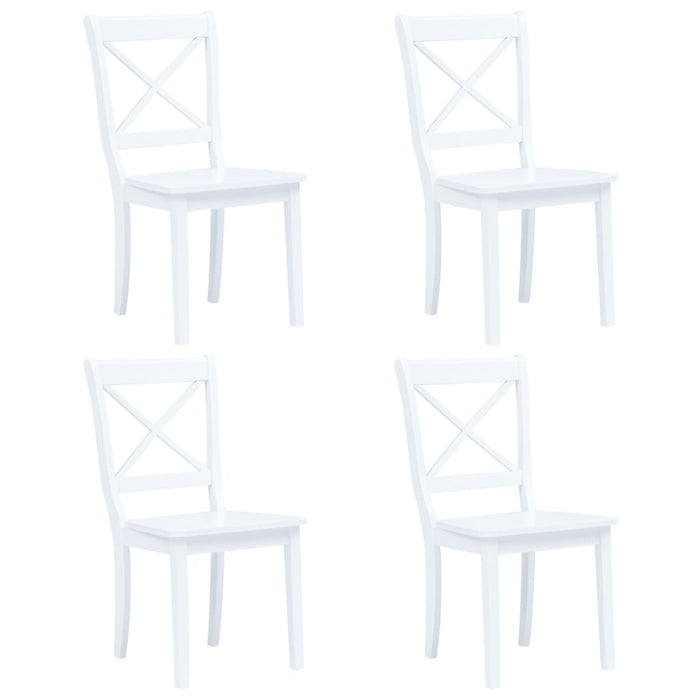 5 Piece Dining Set Solid Rubber Wood White Xilnlk