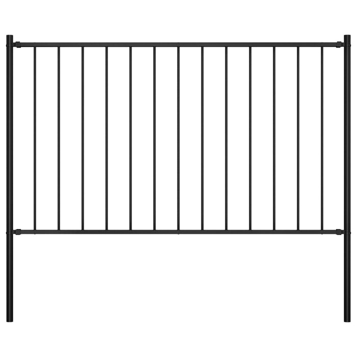 Fence Panel With Posts Powder-Coated Steel 1.81X1 M Black Oapxob