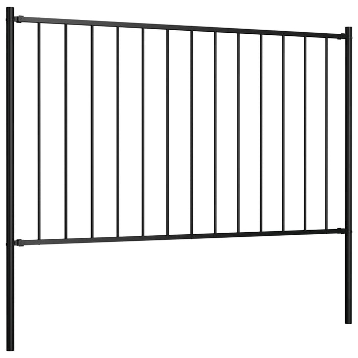 Fence Panel With Posts Powder-Coated Steel 1.81X1 M Black Oapxob