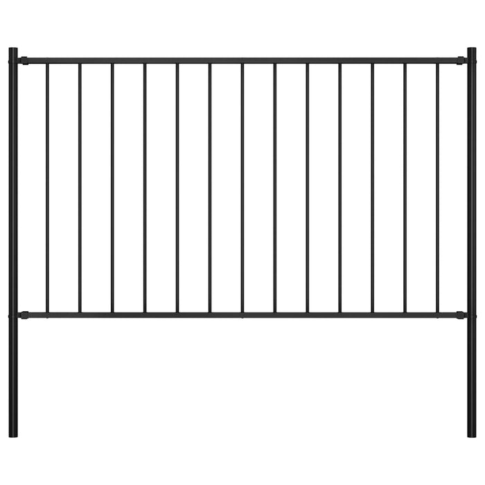 Fence Panel With Posts Powder-Coated Steel 1.81X1.25 M Black Oapxoo