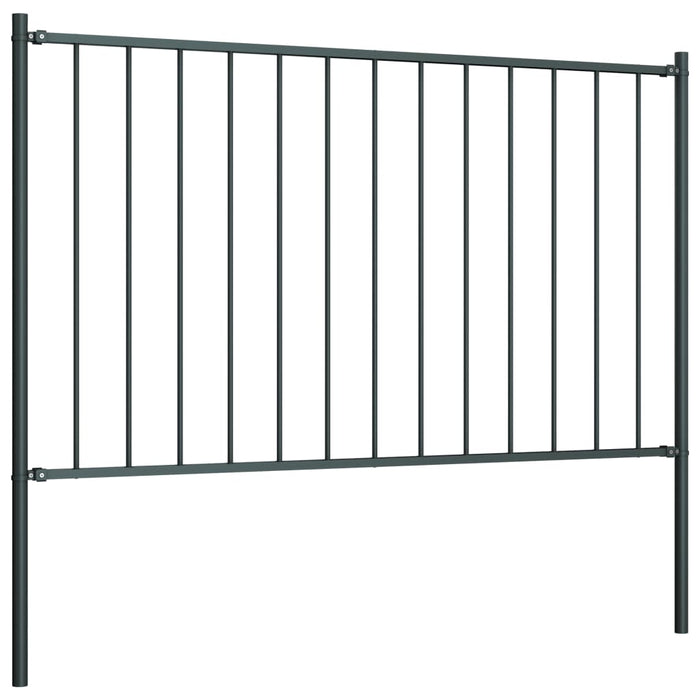 Fence Panel With Posts Powder-Coated Steel 1.81X1.25 M Anthracite Oapxoa