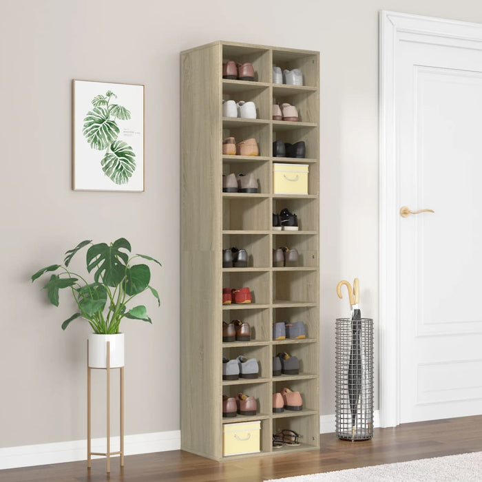 Shoe Cabinet Sonoma Oak 54X34X183 Cm Engineered Wood Nbbtix
