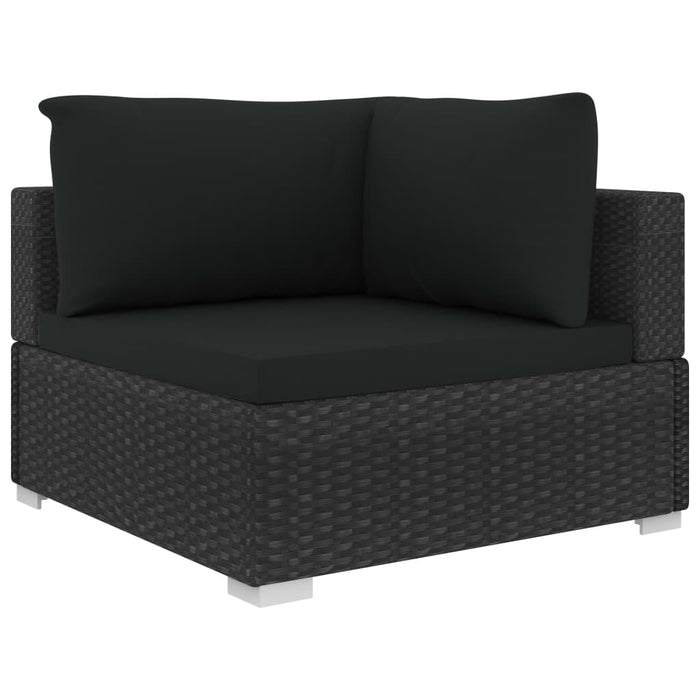 5 Piece Garden Lounge Set With Cushions Poly Rattan Black Alina