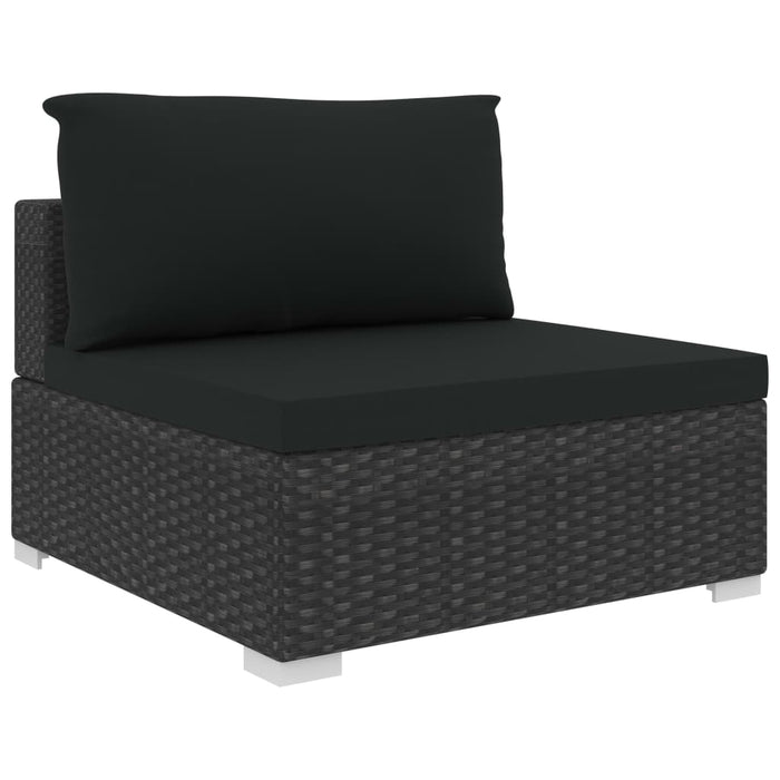 5 Piece Garden Lounge Set With Cushions Poly Rattan Black Alina