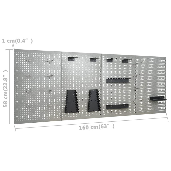 Wall-Mounted Peg Boards 4 Pcs 40X58 Cm Steel Oaptpx