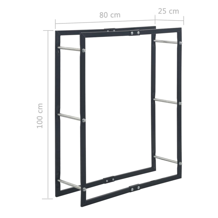 Firewood Rack Black 80X25X100 Cm Steel Xnlxni