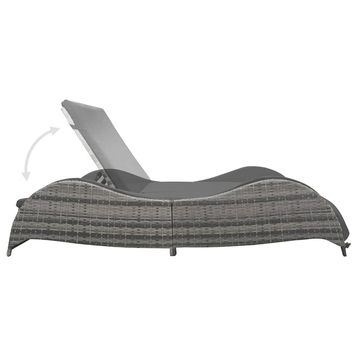 Double Sun Lounger With Cushion Poly Rattan Anthracite Akakp